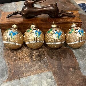 NWT Silvestri Hand painted Bird Glass Christmas Ornaments